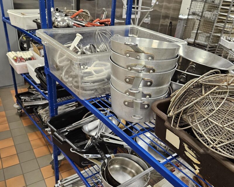 Photo of pots, pans, and other cooking equipment available at MCI giveaway