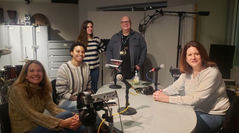 Jayne Dressing, guest Mickela Harris, Carly Baker, Mike Tekulve, and Eimee Donbar