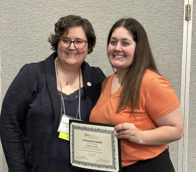 Medical Assisting adjunct Instructor Carley Taylor with student scholarship recipient Olivia Potts