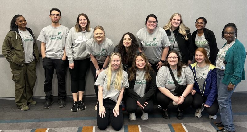 Scrub Bowl 2024 participants: (Front row, from left) Lindsey Couch, Annie Kroeger, Allison Barnell, Makenna Black, and Prof. LaVon Moore (Back row) Sasha Gooden, Zion Robinson, Maria Laugle, Hannah Wade, Bethany Osborn, Kylee Draughn, Taylor Pendergast, and Kenya Dudley Front row L to R Lindsey Couch, Annie Kroeger, Allison Barnell, Makenna Black, and Prof. LaVon Moore