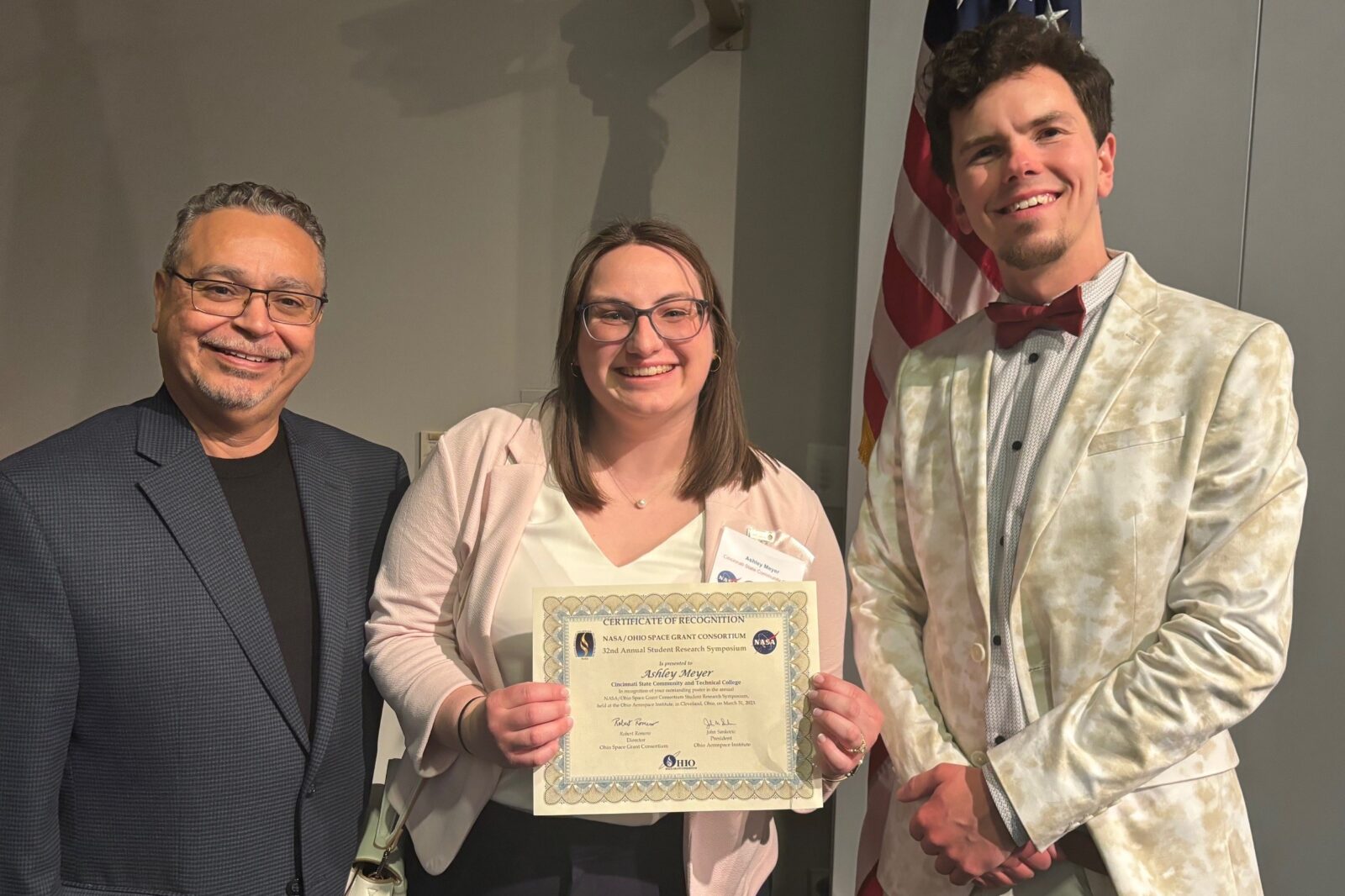 Robert Romero (Director, Ohio Space Grant Consortium, Ashley Meyer, and Tim Hale (Program Manager, Ohio Space Grant Consortium)