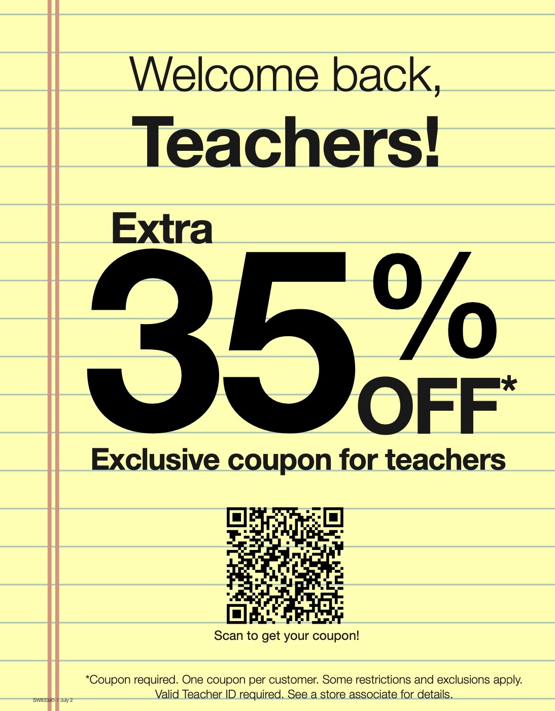 JC Penney Teacher Appreciation Discount flyer with QR code