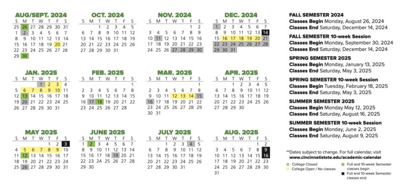 Cincinnati State pocket calendar 2024-25