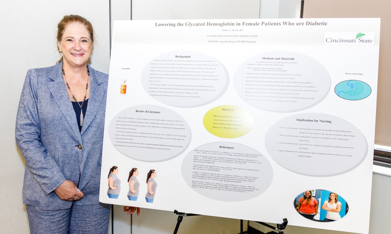 Debra A. Morris, RN, with research poster