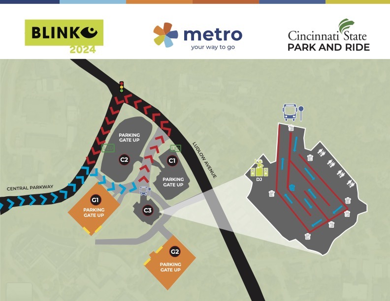 BLINK park-and-ride map for Cincinnati State