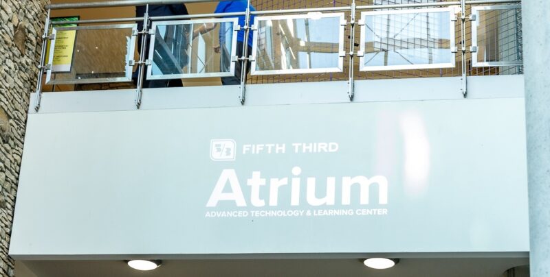 Overhead sign in the ATLC lobby