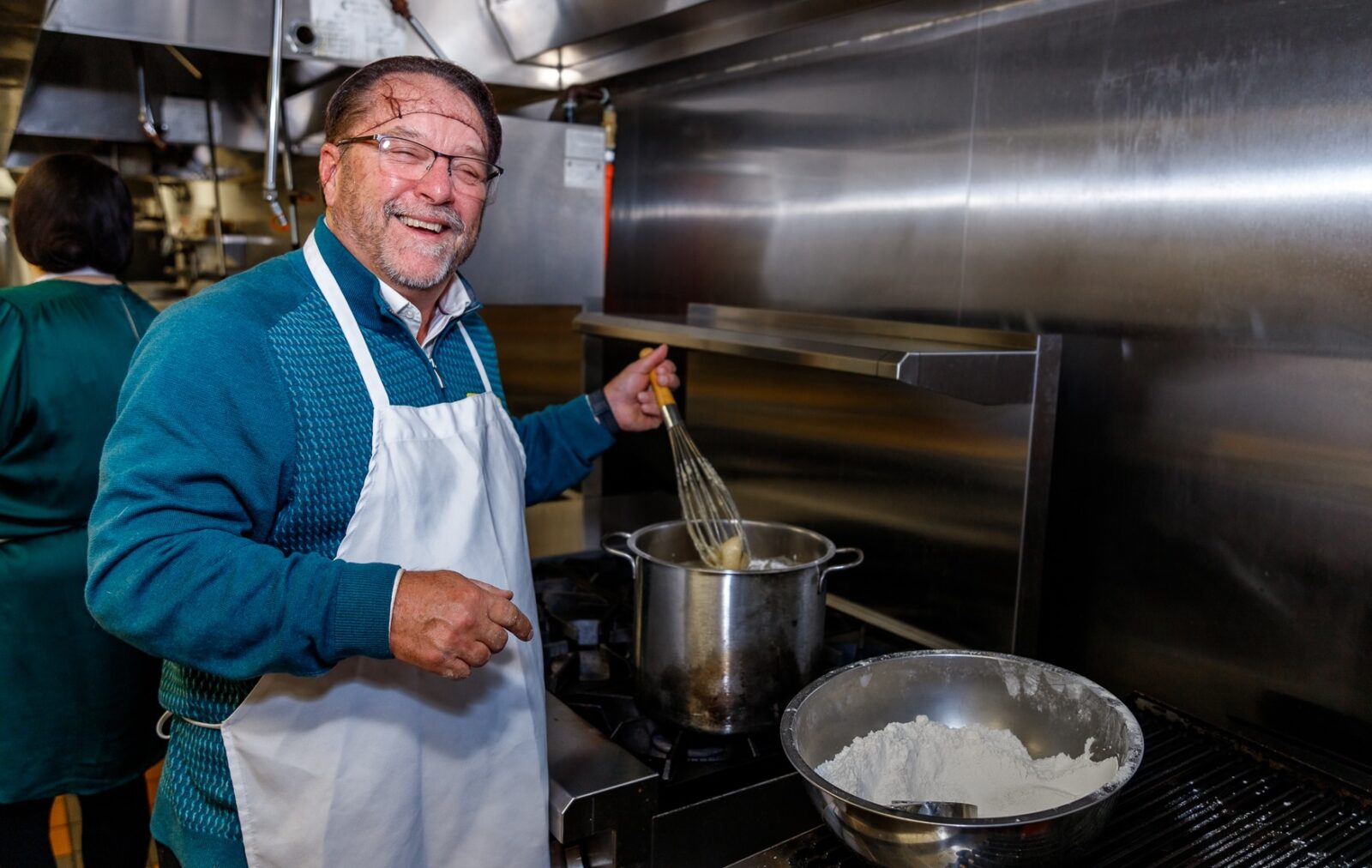 Bob Nields monitored the stovetop