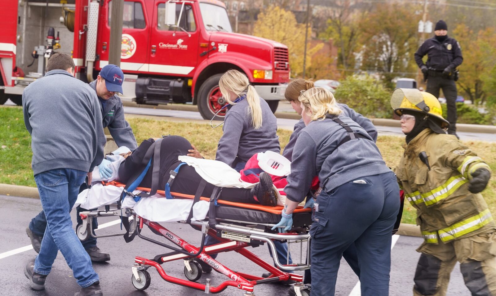 EMT students moved victims to safety