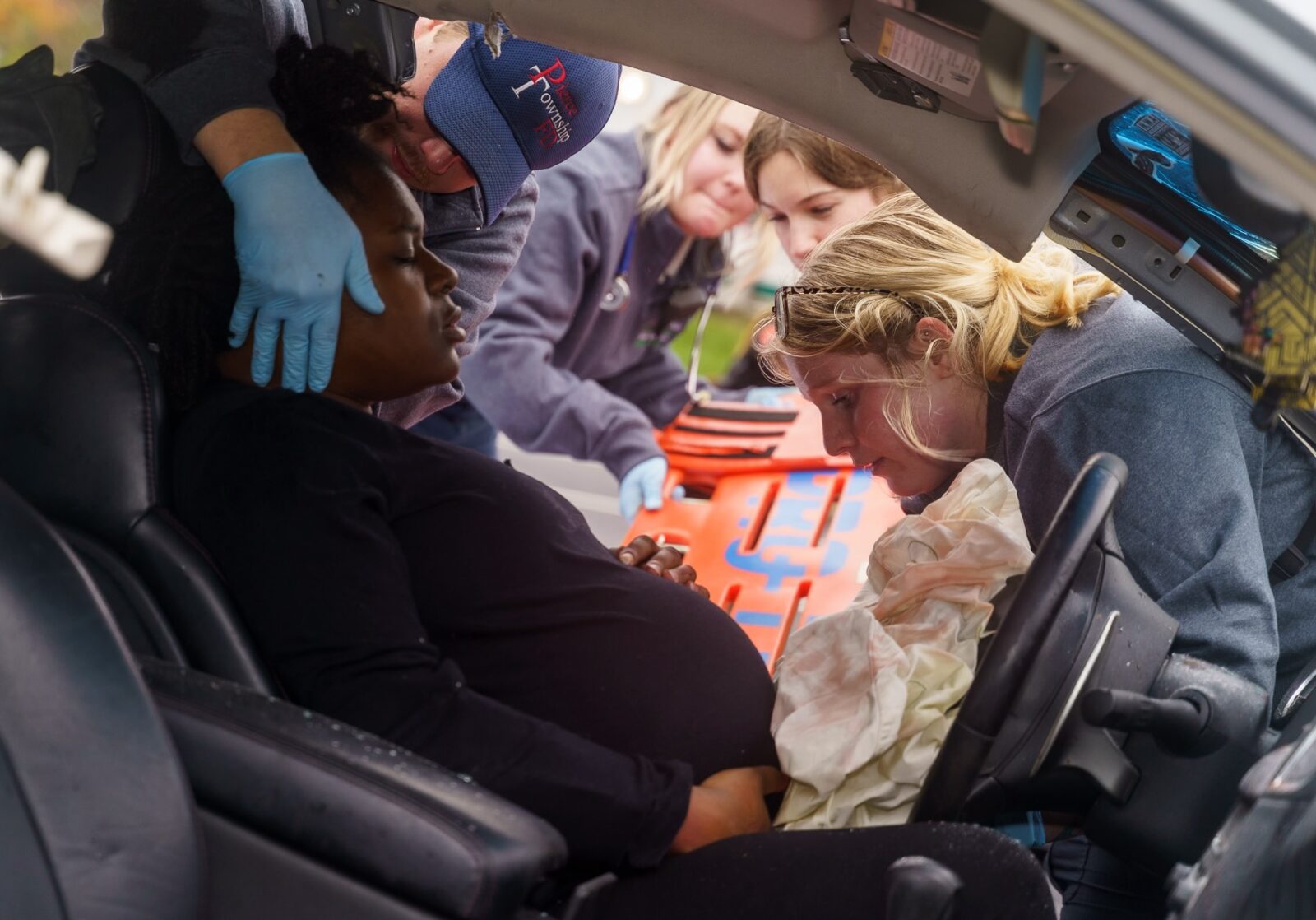 Assisting victim in car